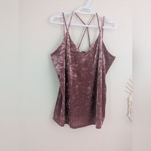 Zenobia Plus Size Velvet Strappy Top in Dusty Rose